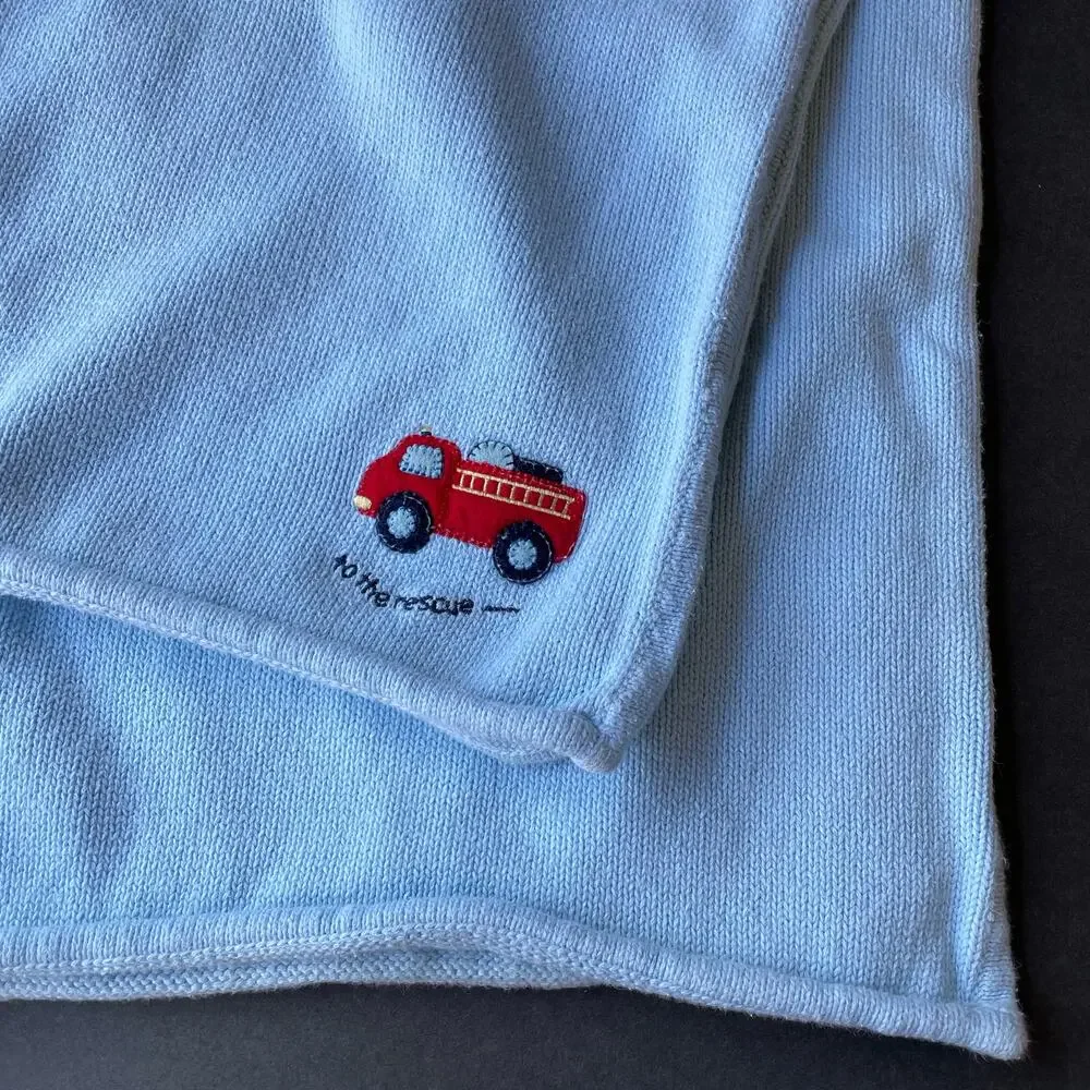 Lullaby Club Layette Firetruck Baby Blanket Light Blue To The Rescue